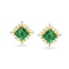 Regal Diamond Encrusted Square Gold Stud Earrings (Copy) (Copy)
