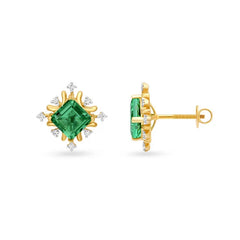 Regal Diamond Encrusted Square Gold Stud Earrings (Copy) (Copy)